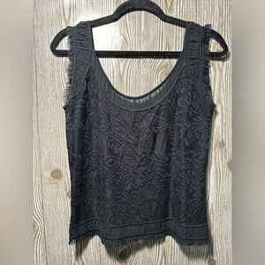 Nicole Miller Black Lace Overlay Tank Top